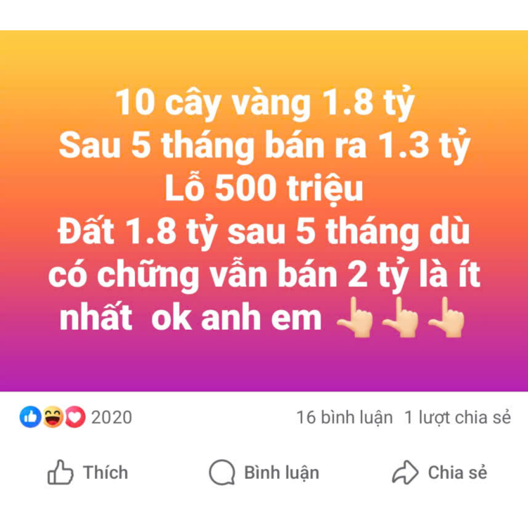 Bài đăng về việc mua vàng và mua đất