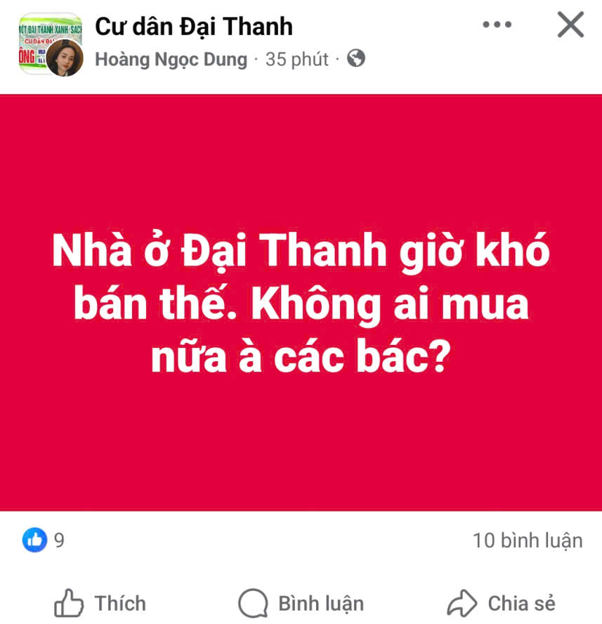 Câu hỏi về thanh khoản của khu đô thị Đại Thanh