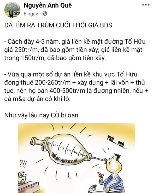 Bài đăng về giá bất động sản được quan tâm
