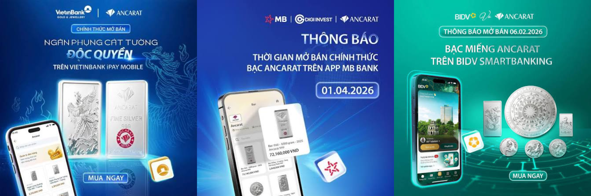 Thông báo hợp tác với bạc Ancarat của ba ngân hàng lớn 