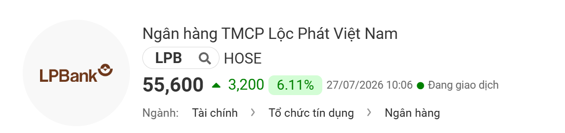 Giá cổ phiếu LPB hôm nay