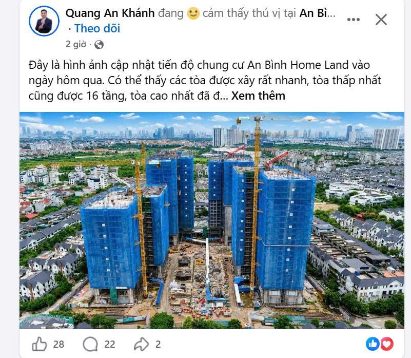 Bài đăng về tiến độ xây của An Bình HomeLand