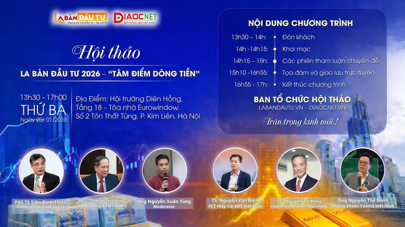 Hôm nay diễn ra Hội thảo “La Bàn Đầu Tư 2026: Tâm điểm dòng tiền”