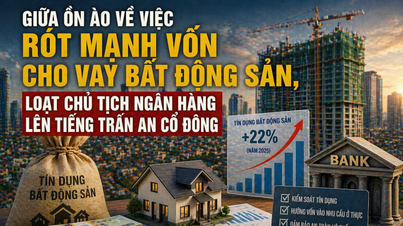 Giữa ồn ào về việc rót mạnh vốn cho vay bất động sản, loạt chủ tịch ngân hàng chọn cách nói thẳng: Có gì phía sau?