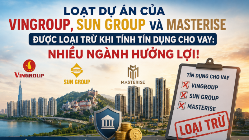 Loạt dự án của Vingroup, Sun Group và Masterise được loại trừ khi tính tín dụng cho vay: Nhiều ngành hưởng lợi!