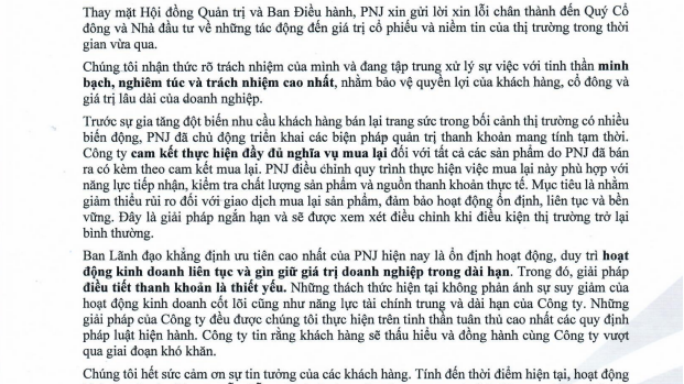 PNJ xin lỗi khách hàng trước làn sóng bán mạnh kim cương