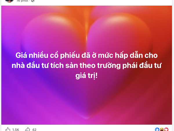 VN – Index bật tăng mạnh sau status vừa quen vừa lạ của ông Nguyễn Duy Hưng