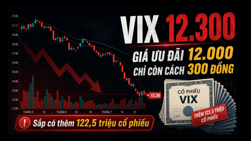 Giá rớt xuống chỉ còn 12.300 đồng, VIX lại sắp phát hành hơn 122 triệu cổ phiếu: Tăng vốn đến bao giờ mới đủ?