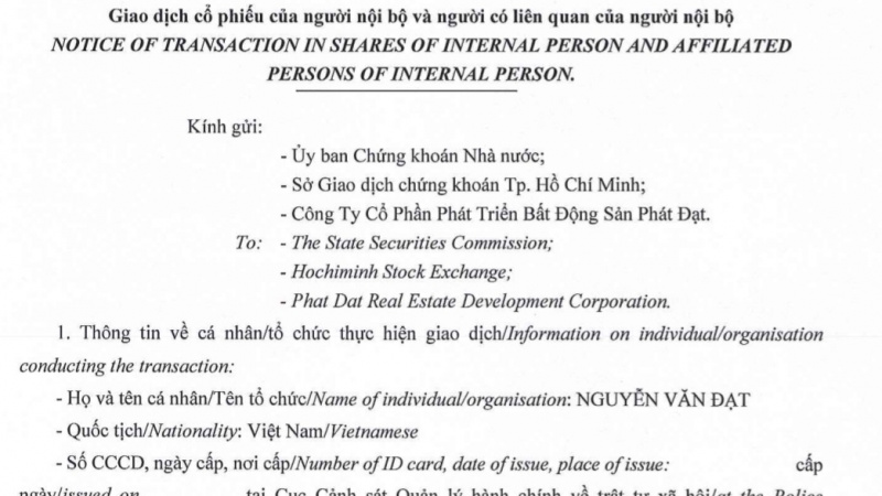 Chủ tịch Phát Đạt đăng ký mua vào 20 triệu cổ PDR