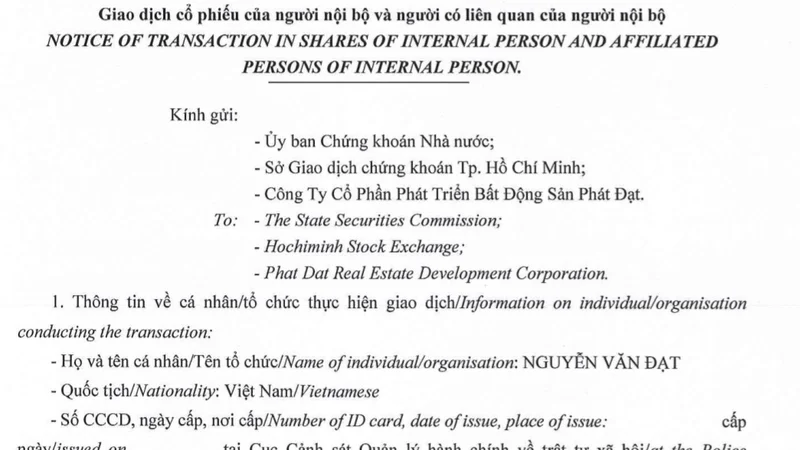 Chủ tịch Phát Đạt đăng ký mua vào 20 triệu cổ PDR