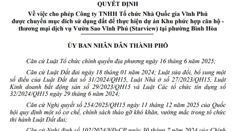 TP.HCM cho phép Nhà Quốc gia Vĩnh Phú chuyển hơn 1,2 ha đất cơ sở sản xuất và trồng cây sang xây tổ hợp cao tầng