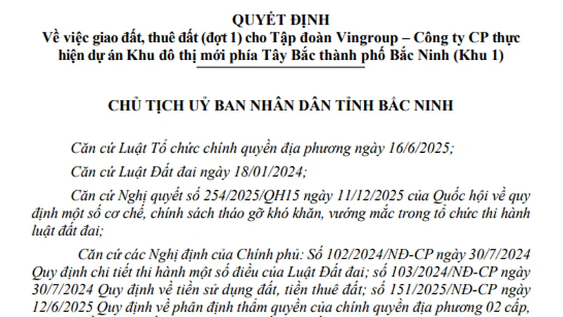 Vingroup của tỷ phú Phạm Nhật Vượng đón tin vui: Vừa được giao 112 ha đất, chuẩn bị xây khu đô thị hơn 41.200 tỷ đồng ở Bắc Ninh