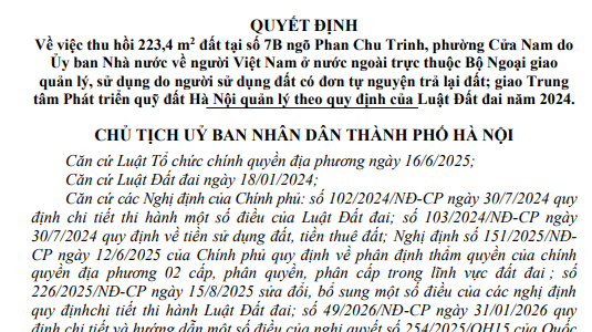 Hà Nội thu hồi hơn 223 m2 “đất vàng” phố Phan Chu Trinh