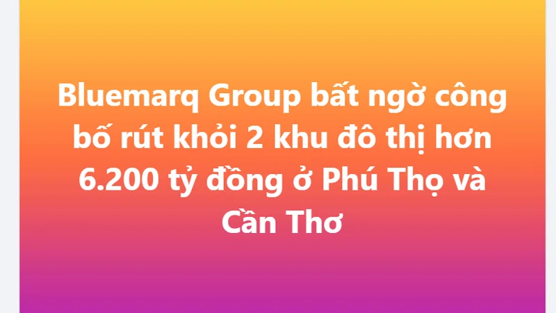 Bluemarq Group công bố chiến lược mới sau khi đổi tên từ Đất Xanh: Tuyên bố rút khỏi 2 dự án ở Phú Thọ và Cần Thơ