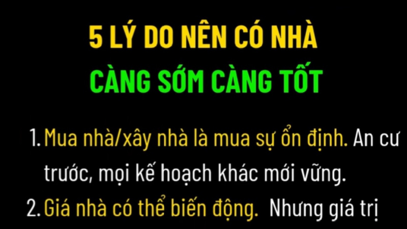 5 lý do nên có nhà càng sớm càng tốt