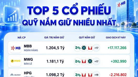 Top 5 cổ phiếu quỹ nắm nhiều nhất tính theo tổng giá trị: Chỉ một mang lại niềm vui