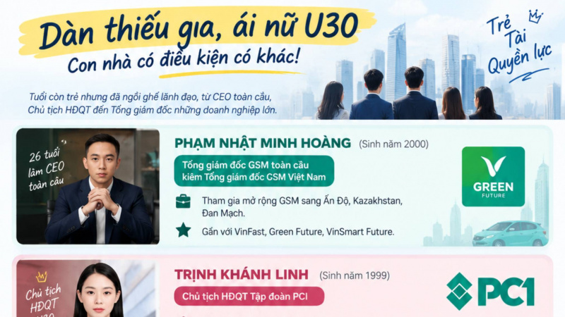 Con nhà có điều kiện có khác: U30 đã ngồi ghế CEO, Chủ tịch HĐQT, người 26 tuổi làm CEO toàn cầu