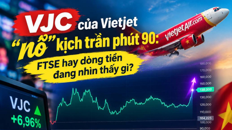 VJC của Vietjet “nổ” kịch trần phút 90: FTSE hay dòng tiền đang nhìn thấy gì?