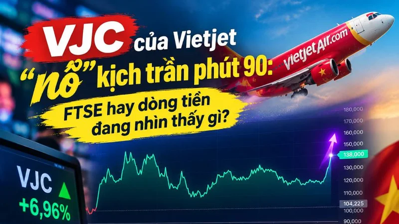 VJC của Vietjet “nổ” kịch trần phút 90: FTSE hay dòng tiền đang nhìn thấy gì?