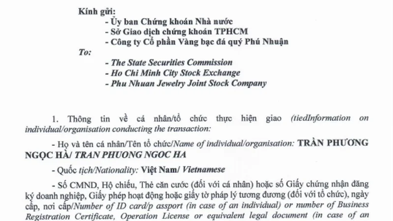 Con gái Chủ tịch PNJ bán xong 18 triệu cổ phiếu