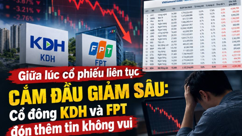Giữa lúc cổ phiếu liên tục cắm đầu giảm sâu: Cổ đông KDH và FPT đón thêm tin không vui
