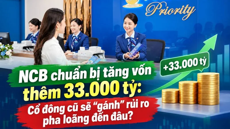 NCB chuẩn bị phát hành 3,3 tỷ cổ phiếu tăng vốn thêm 33.000 tỷ: Cổ đông cũ sẽ “gánh” rủi ro pha loãng đến đâu?