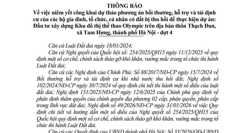 Xã ven đô Hà Nội công khai phương án bồi thường, tái định cư dự án khu đô thị gần 1 triệu tỷ đồng của Vingroup