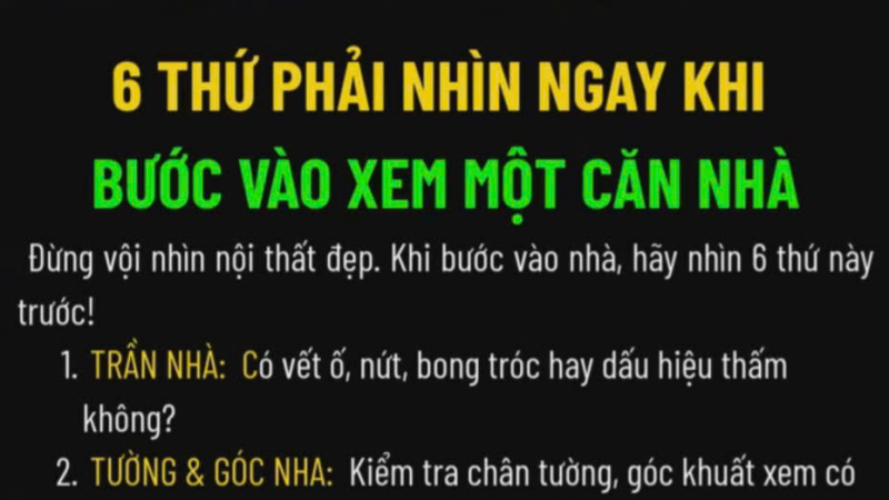 6 thứ phải nhìn ngay khi bước vào xem một căn nhà